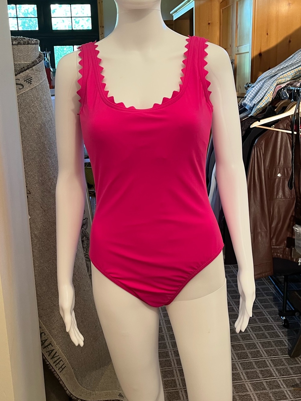 Karla Colletto Pink Ruffle-Trim One-Piece Swimsuit